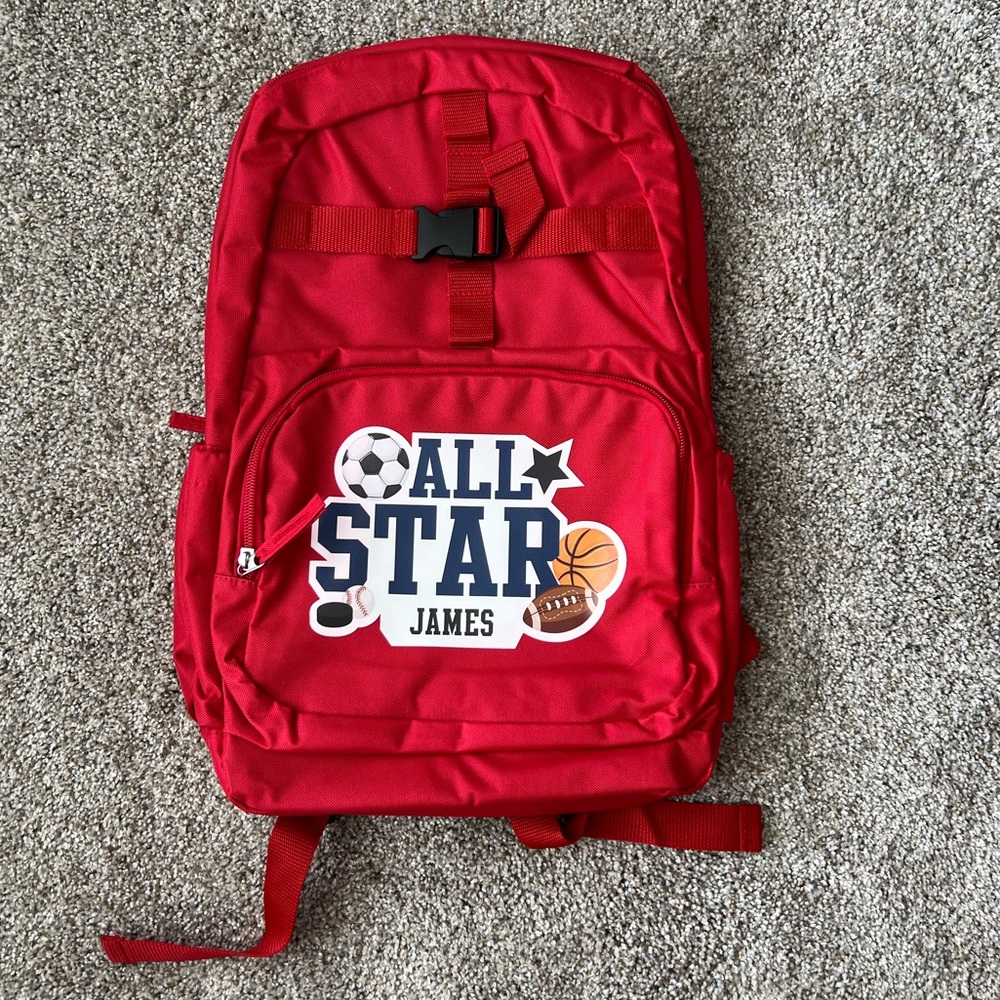 2/$40 JAMES all star sports backpack red balls personalized